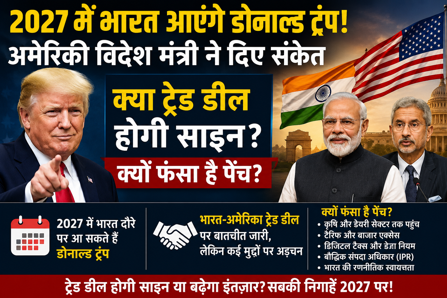 Photo of 2027 में भारत आएंगे डोनाल्ड ट्रंप? अमेरिकी विदेश मंत्री मार्को रुबियो के संकेत से तेज हुई चर्चा, क्या साइन होगी ट्रेड डील, क्यों फंसा है पेंच?